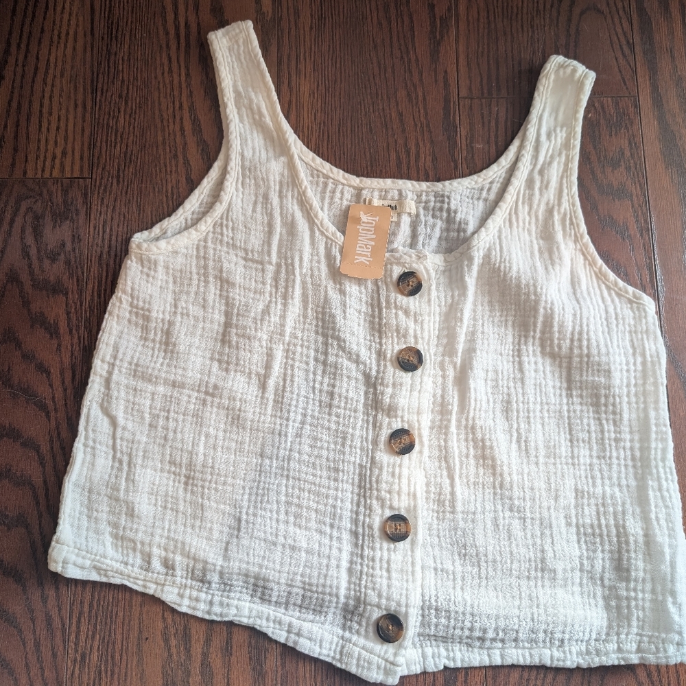 Topmark Buttoned Tank Top Shorts Set Pajamas Cotton XS Summer Vacation Beach - Picture 2 of 5